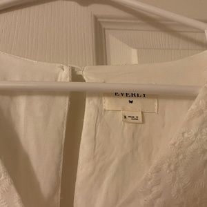 White Eyelet Puff-Sleeve v-neck Dress